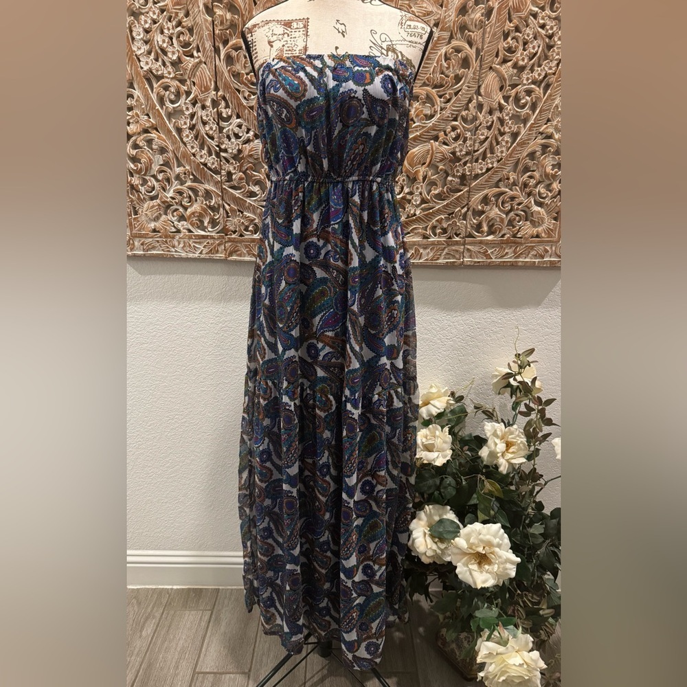 Charming Charlie Strapless Paisley Maxie Dress- size M - Picture 13 of 13